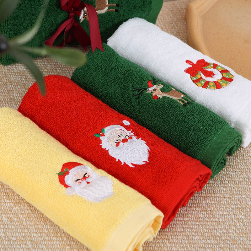 Cotton Christmas Towel, Santa Claus Set Face Towel: 4pcs opp bag