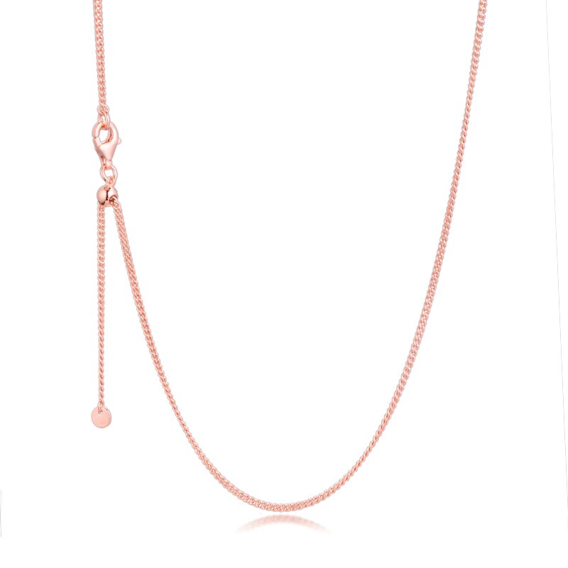 Momenti O Pendenti Con Gemme E Perle Curb Catena Collane 925 Gioielli In Argento Sterling per Le Donne FAI DA TE Pendenti E Ciondoli Fare colar All'ingrosso: rose chain -60CM