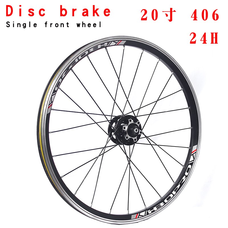 Mountain bike wheel set 20 inch 406 451 V brake disc brake double layer aluminum alloy 2 bearing 7-10 speed 32 hole wheel set: 406 Disc  front 24H