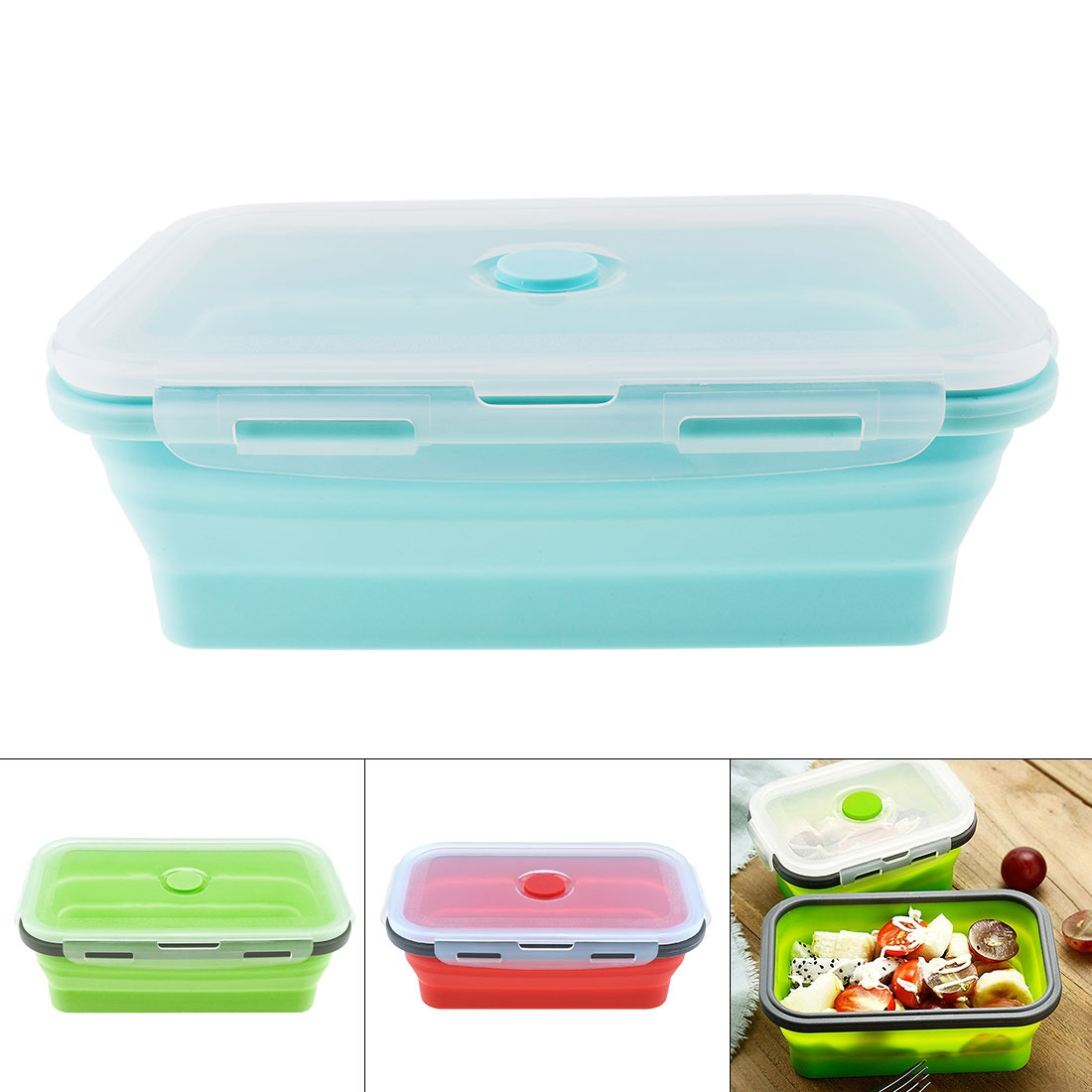 350Ml 500Ml 800Ml 1200Ml Draagbare Lunchbox Siliconen Vouwen Lunchbox Bento Box Met Afdichting Plug Voor-40 Tot 230 Celsius