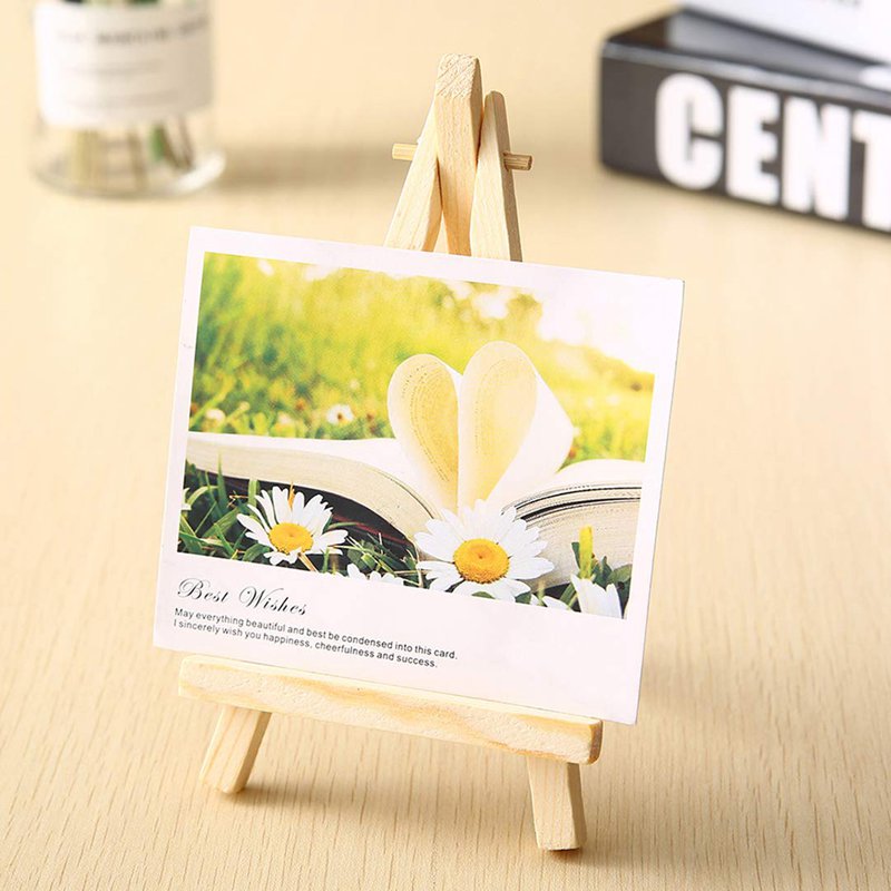 10Pcs Mini Wooden Artist Easel-Triangle Wedding Table Stand Display Holder - 15 X 8 Cm