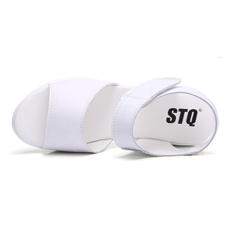 STQ Women Sandals Summer White Wedge Sandals Open Toe Platform Sandalias Ladies Gladiator Sandals Women 9018