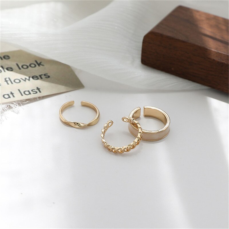 Rings For Women Jewelry Wedding Adjustable Opening Of Three-piece Suit Engagement Stainless Steel Ring Set
