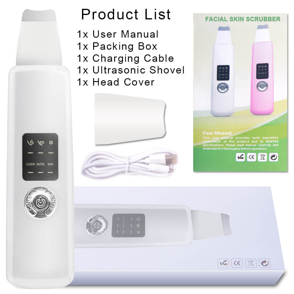 Ultrasone Diepe Gezicht Cleaning Huid Scrubber Verwijderen Vuil Mee-eter Verminderen Rimpels Vlekken Spatel Facial Whitening Lifting Apparaat: PRO Pink