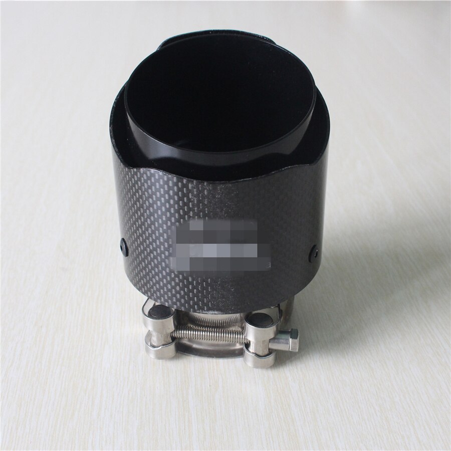 Longitud 120mm en 63mm de descuento. Terminales de escape negros brillantes de fibra de carbono auténtica de 89mm silenciador de tubo silenciador de escape de coche de acero inoxidable
