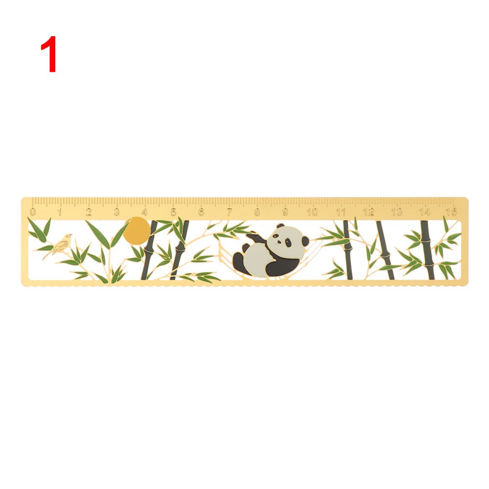 Metal Panda Hollow Rulers Chinese Element Bookmark Ruler Book Holder Measuring Tools Stationery Student Drawing Supplies: 01