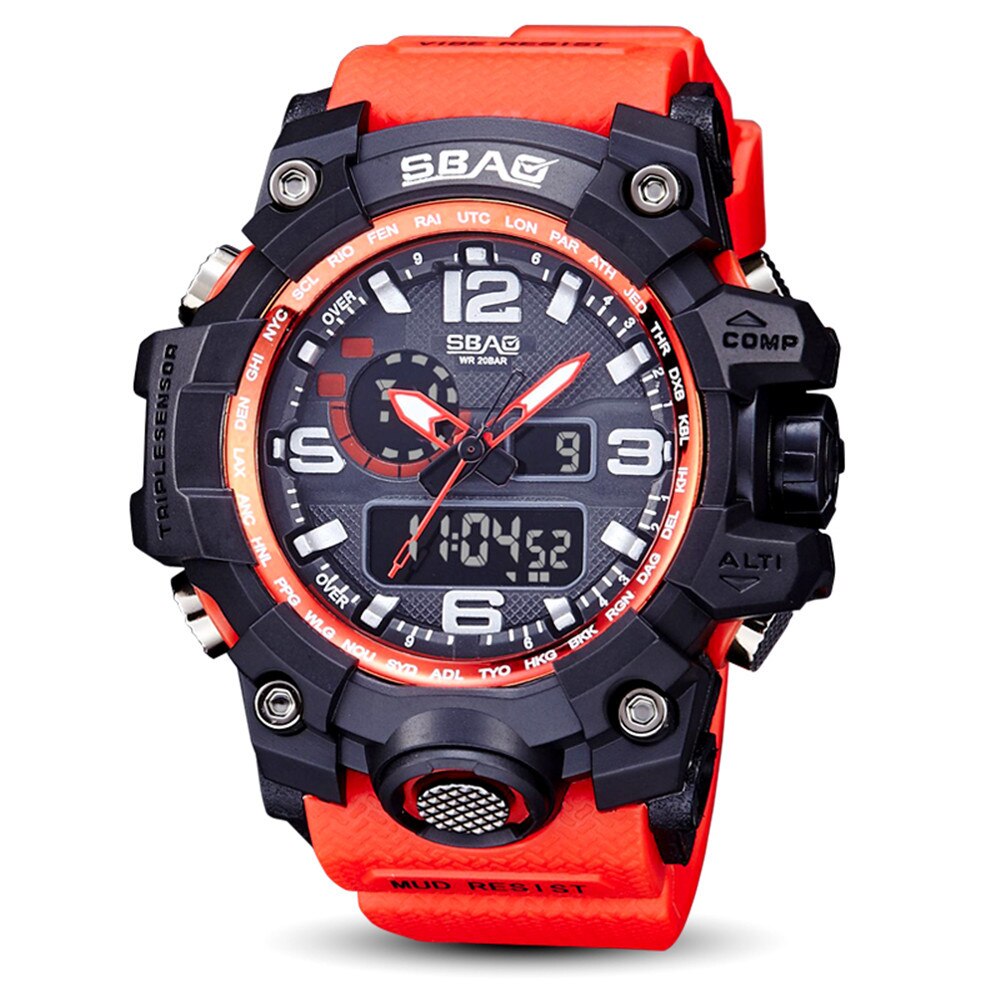 Digitale Horloge Mode Sbao Sport Horloge Mannen Digitale Elektronische Horloges Tpu Led Horloges Часы Мужские Relogio Digitale: Red 