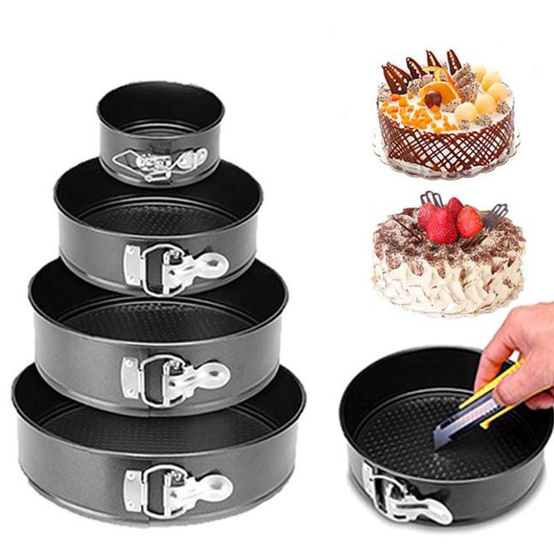 Round Cake Baking Tin Tray Pan For Kitchen Non Stick Spring Removable Pan Steel Carbon Form Bakeware C6K3