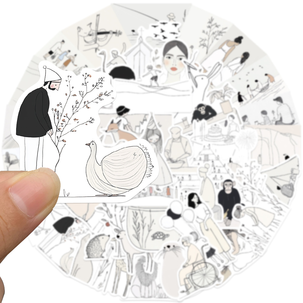 50Pcs Ins Aesthetic Art Stickers Abstract Art DIY Stickers Scrapbooking Phone Luggage Skateboard Decorative Waterproof Decals