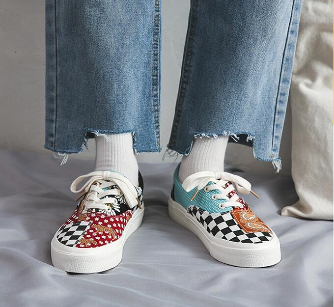 Hommes chaussures à carreaux vintage baskets кроссовки tennis toile skateboard chaussures zapatillas Harajuku Hip hop