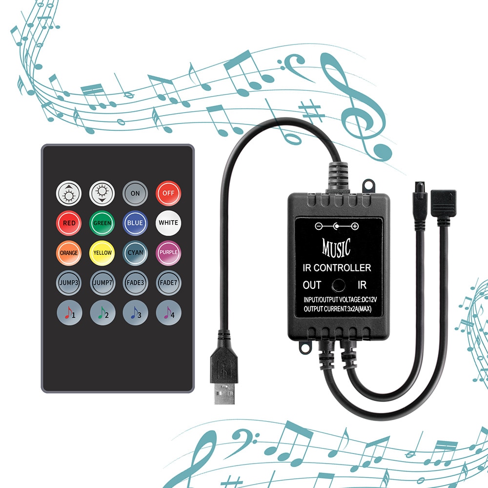 5v rgb controller led strip 20 key music controller micro usb 5 v led controller 2835 5050 lighting strip trådlös fjärrkontroll