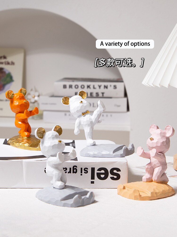 Creatieve Mode Schattige Beer Mobiele Telefoon Houder Desktop Versieren Ornament Meisje Valentijnsdag Aanwezig Stevige Mobiele Telefoon Houder