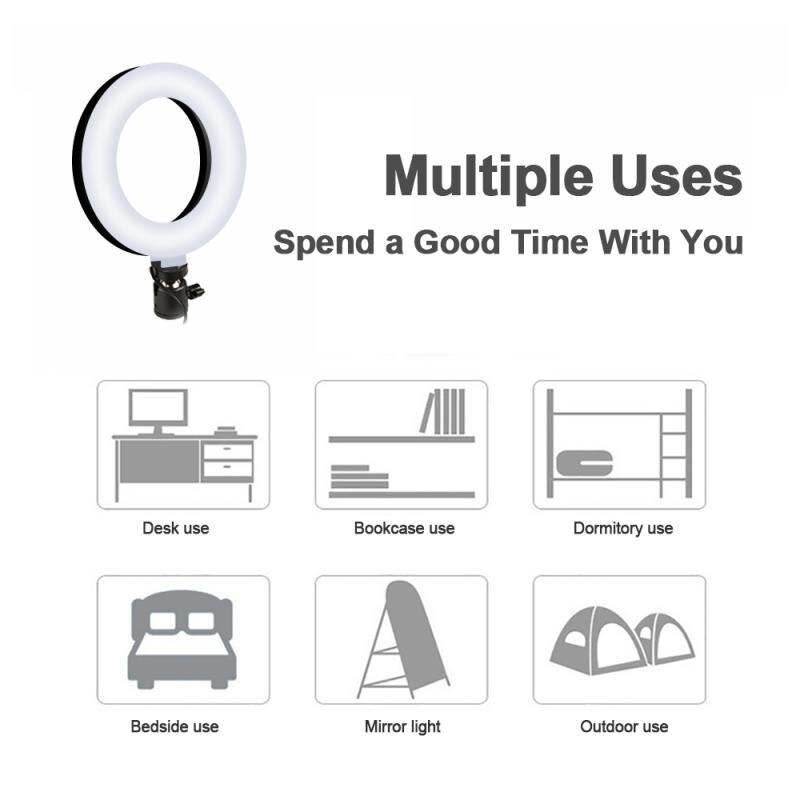 1Pcs Licht Invullen Ring-Vormige Verstelbare Vullen Licht Schoonheid Licht Flexibele Draagbare 3 Kleuren 10-Niveau Verstelbare helderheid Usb