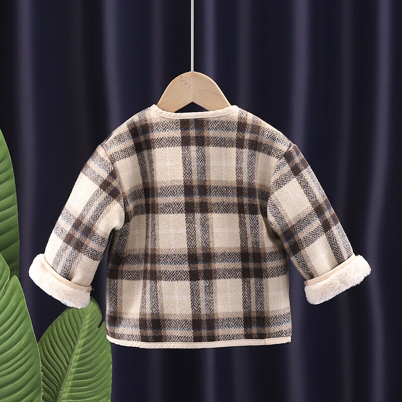 2021 inverno nuovi ragazzi e ragazze moda interna in pile plaid cappotti bambini spessi caldi giacche di lana casual