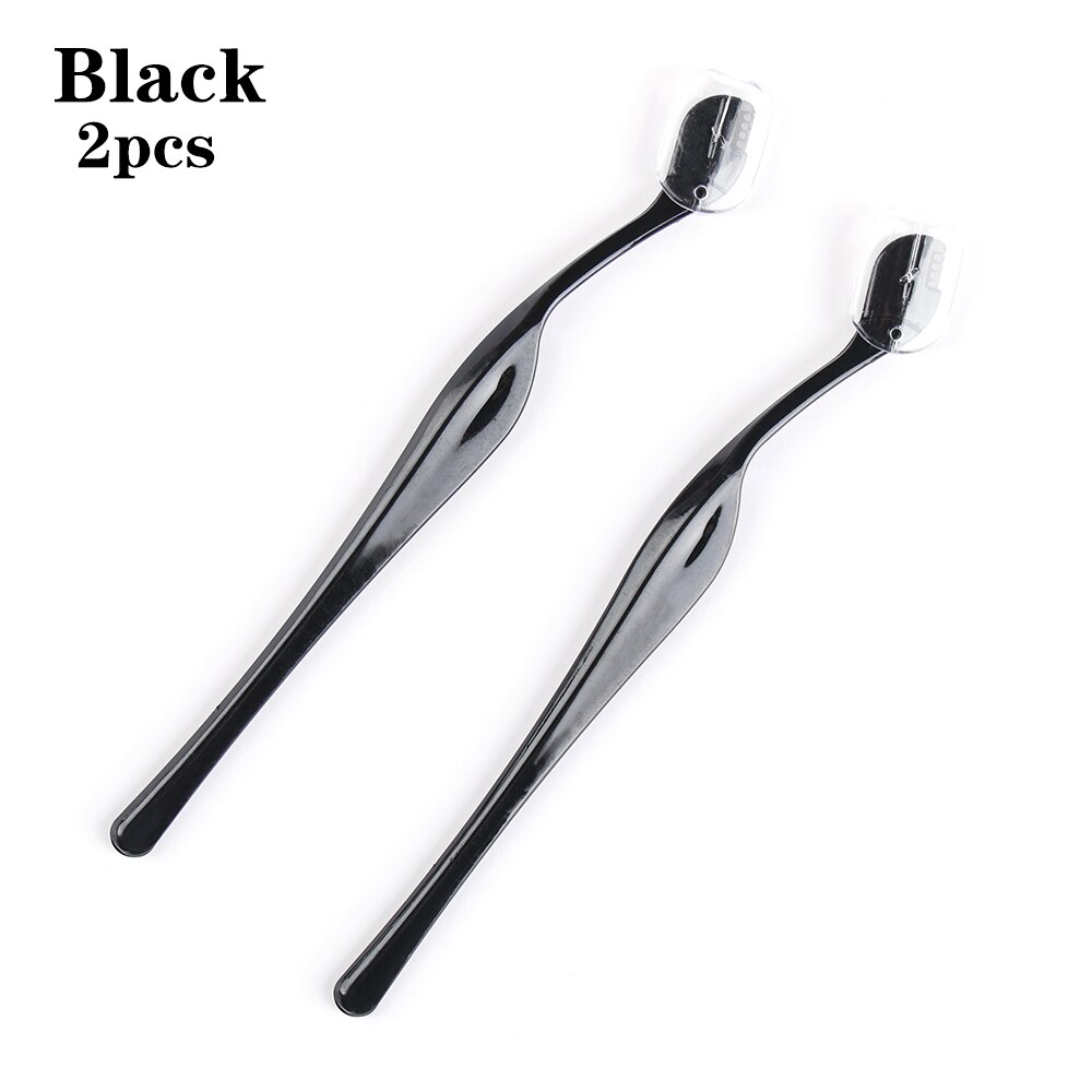 Navaja portátil para cejas, cortador de cejas de acero inoxidable, cuchilla, removedor de pelo, herramientas de maquillaje Facial, 2 uds.: Black