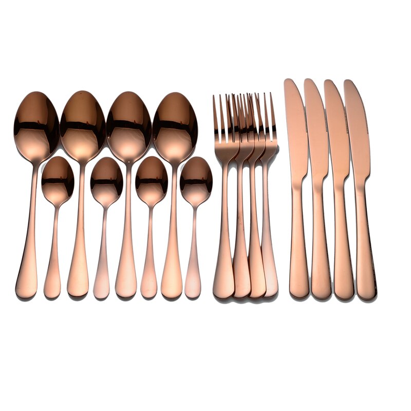 Tablewellware Golden Bestek Vork Lepel Mes Set Gouden Servies Rvs Bestek Golden Vork Lepel Servies Set: rose gold 4 sets