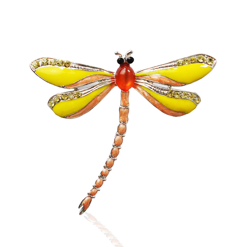 Dragonfly Vormige Brons Broche Pin Jurk Gesp Pin Geel Sieraden Broches Zilver Zinklegering Pins
