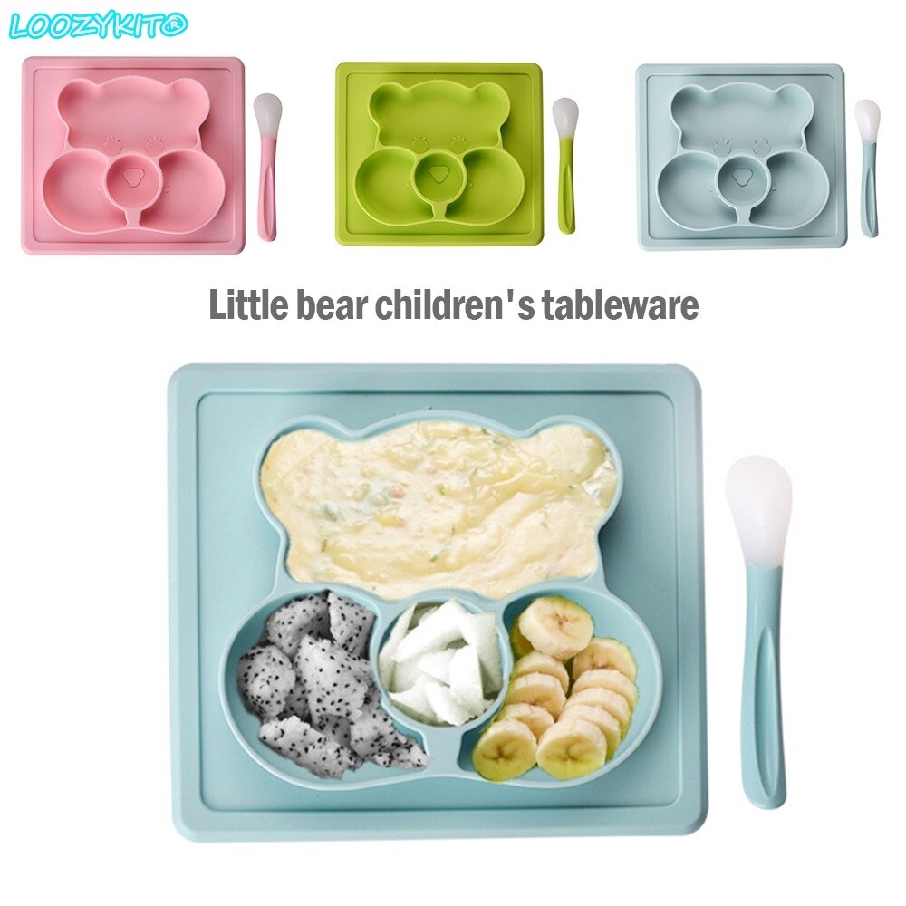 Silicon Cartoon Plate Infants Supplementary Food Box Baby Learning Plate BPA Free