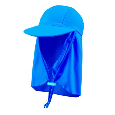 Sombrero con solapa para niños, gorra con cuerda UPF 50 +, protección solar, cubierta para el cuello, gorra de playa para ciclismo,: blue