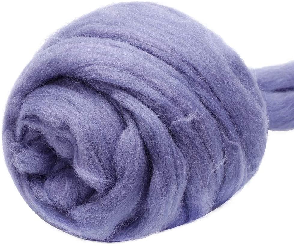Imzay 3.53oz Wool Roving Yarn, Wool, Chunky Yarn, Spinning Wool Roving For Needle Felting Wet Felting DIY（gray）