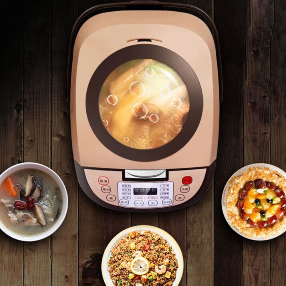 DMWD Transparent Lid 5L Home Intelligent Rice Cooker 220V 900W Multifunctional Electric Pot Yogurt Cake Machine 24H Appointment