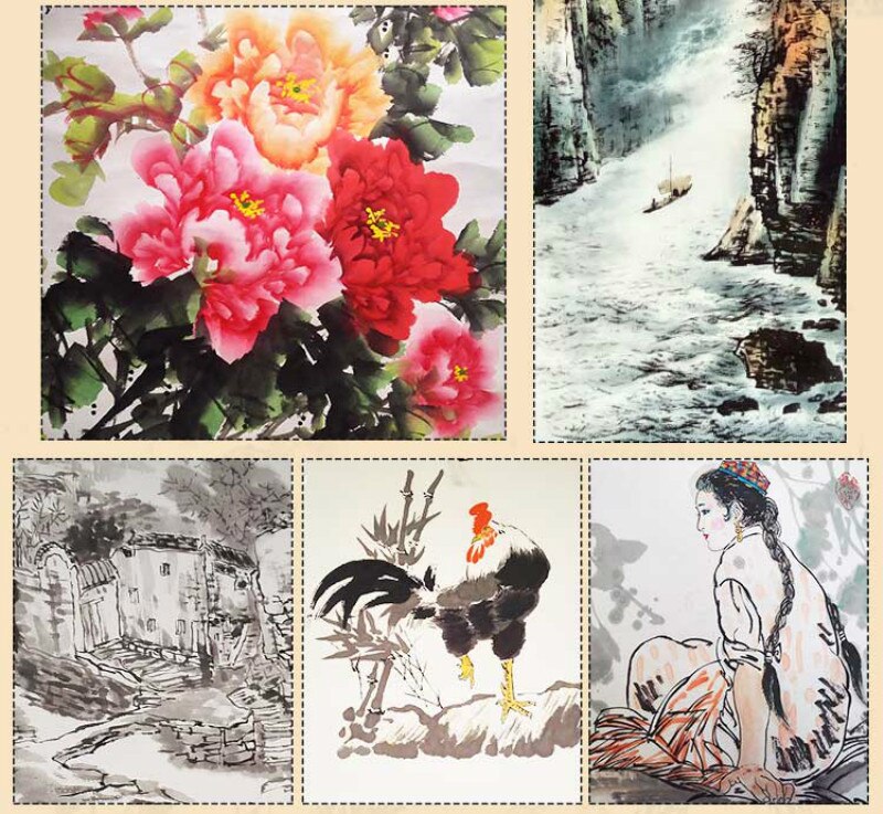 Kinesiske kalligrafibørster pen traditionel kinesisk maleribørste sæt landskab akvarel maleri maleri i samarbejdsstil