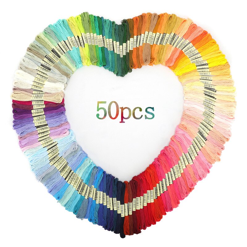 KOKNIT 100/150/200/250pcs Cross Stitch Threads Floss Random Rainbow Color Sewing Skeins Embroidery Thread Skein DIY Sewing Tools: 50pcs