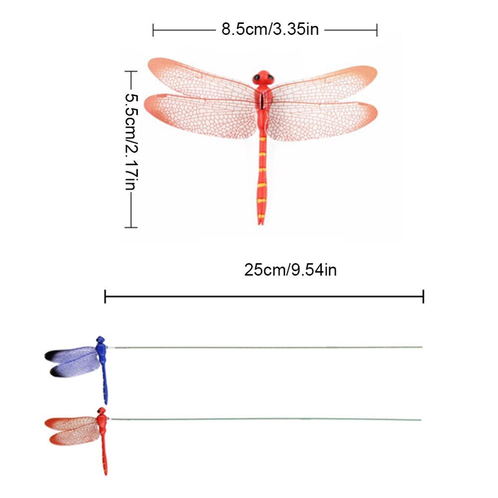 10pcs/set 3D Artificial Dragonfly Garden Decoration Outdoor Simulation Dragonfly Stakes Yard Plant Lawn flower pot Decor Stick