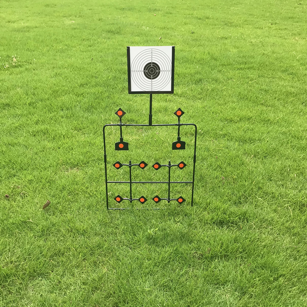 Spinner à réinitialisation automatique, cible de tir, cadre en acier robuste avec 12 plaques