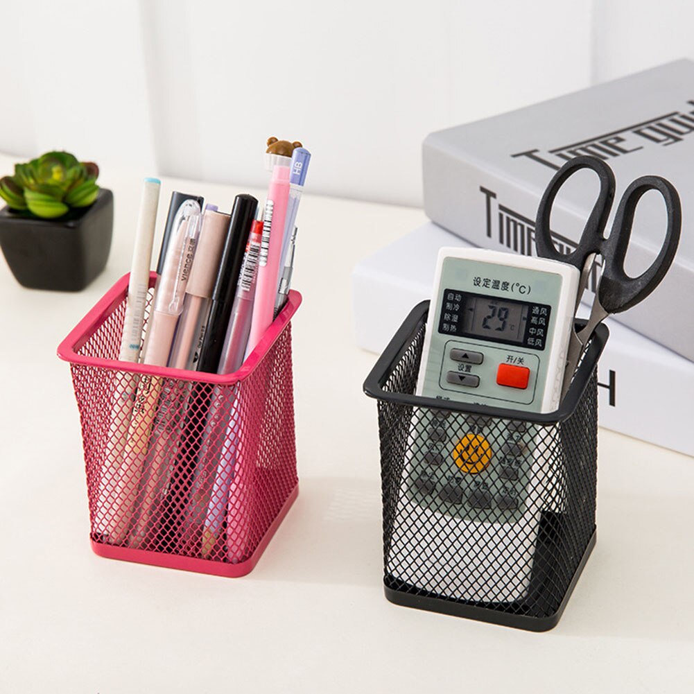 Mesh Metal Makeup Brushes Holder Pen Pencil Brush Pot Holder Storage Container Office Desk Organizer Cosmetic Pen Box