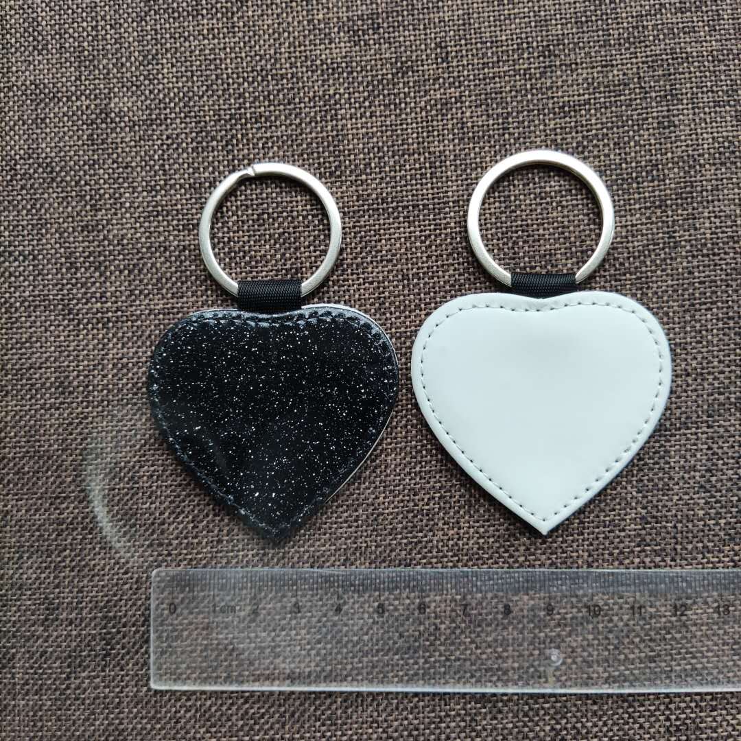 Gratis Shipping10pcs Leeg Sublimatie Bling Lederen Hanger Tags Sleutelhangers Diy Afdrukken Sublimatie Inkt Transfer Papier Afdrukken: Black Heart