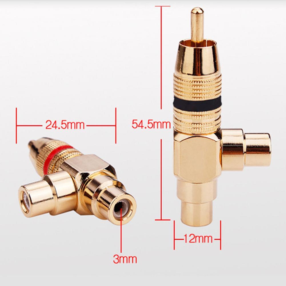 Rca Male Naar 2 Vrouwelijke Plug Rca Audio Signaal Distributeur Adapter Av Video Audio Adapter T-Type Conversie Hoofd connector
