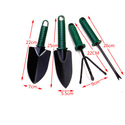 Spade Shovel Harrow Set Gardening Tools Potted Plants Maintenance Suit With Wooden Handle Garden Tool.: Green