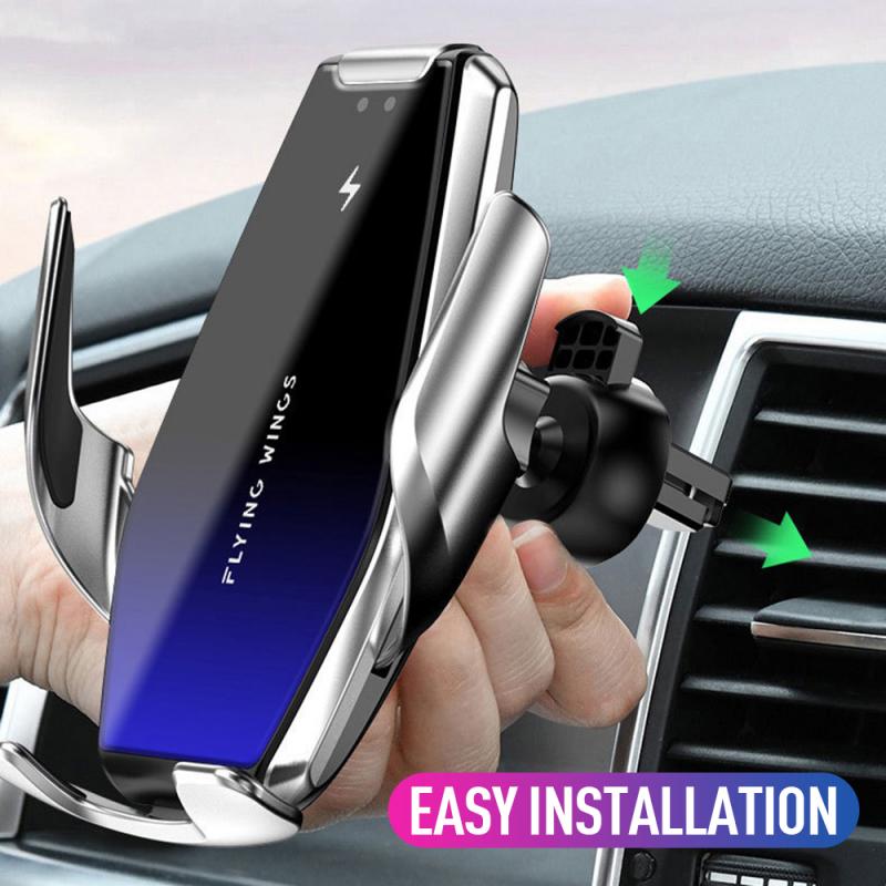 Automatische Spann 15 W Auto Drahtlose Ladegerät Für iPhone Xs LG Infrarot Induktion Qi Drahtlose Ladegerät Auto Telefon Halter Halterung