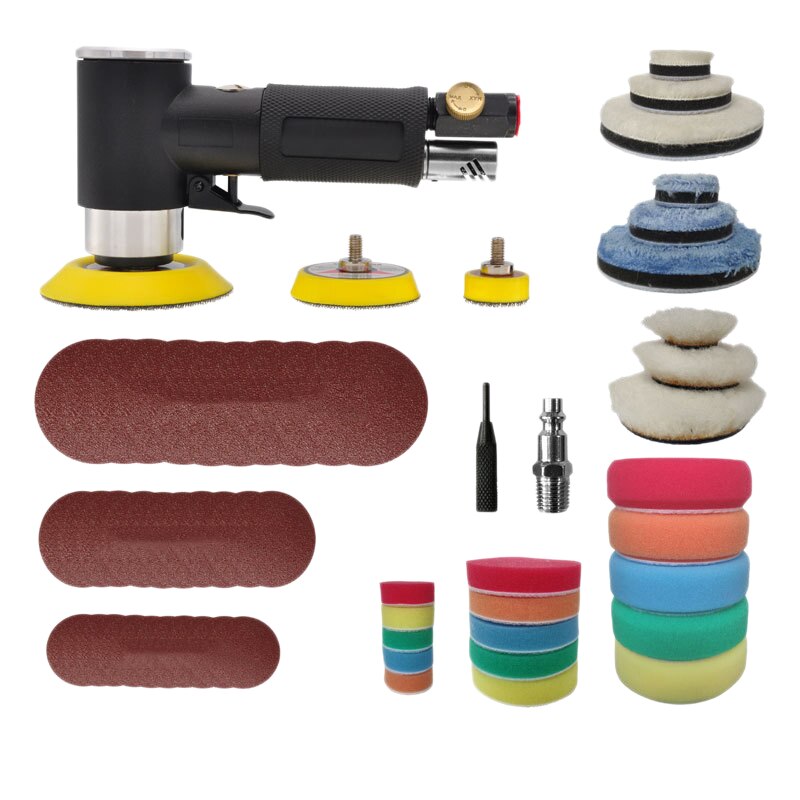 Zwarte 1/2/3 inch excentrische schuurmachine met luchtaandrijving, mini-pneumatische schuurmachine voor autocarrosseriewerk, hogesnelheids-luchtaangedreven schuurmachines: Default Title