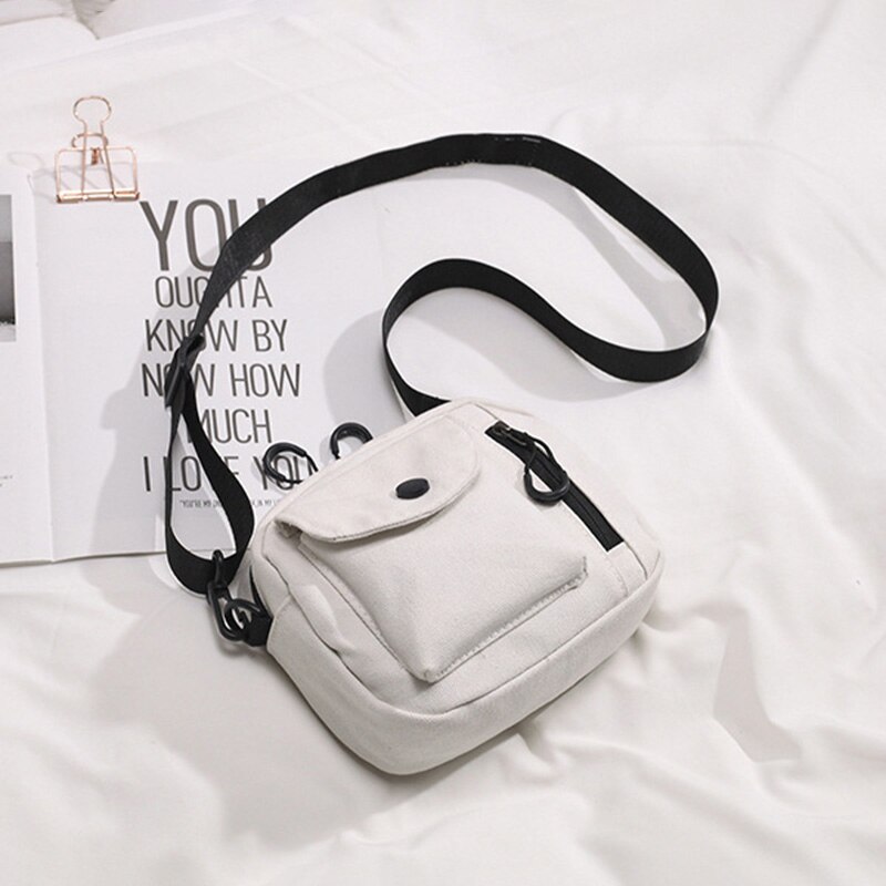 coréen téléphone portable sacs Mini étudiant sac Simple Mini sacs à bandoulière décontracté dames rabat sac à bandoulière filles sac de messager: White