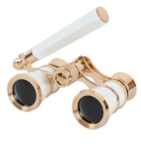3X25 Oper Fernglas Beschichtet Objektiv Teleskop Oper Gläser Beschichtet Theater Glas Dame Glas Griff Telescopio Frauen Mädchen: Elfenbein