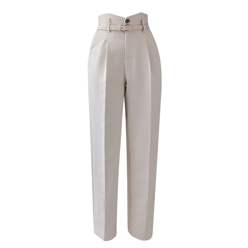 Spring Korean Style Women Formal Harem Pants with Belt High Waist Office Lady Ankle-Length Chic Pants Female