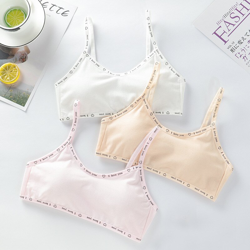 3PCS Kids Girls Bra Underwear Children Soft Cotton Adjustable Underclothes Undies Clothes Teen Sports Training Bras 8 - 16 Y: MULTI