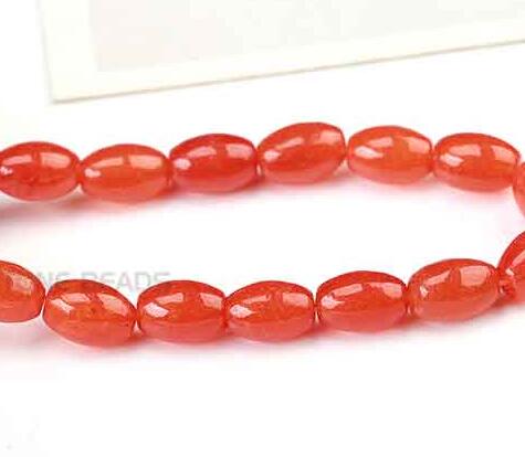 Natural Rice Shape Chalcedony Stone Beads Accessories For Jewelry Making Smooth Loose Colorful Gem Stone Beads: COLOR 2 / 8 x12mm