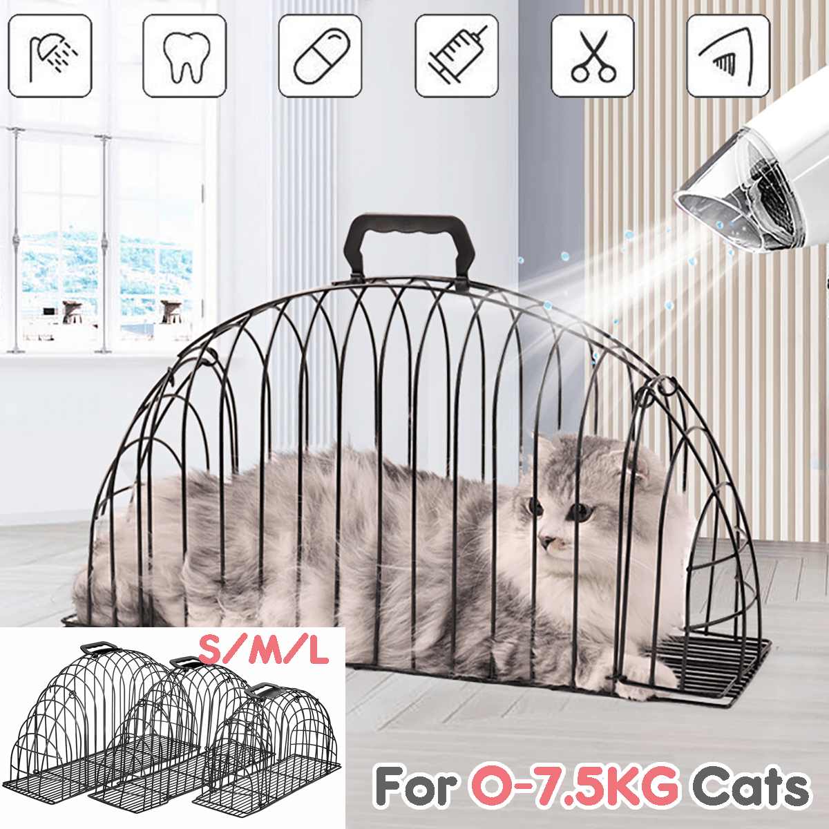 Pet Cat Bathing Cage Small Dog Cage Durable Protect Anti-Grab Double Doors Cats Cage For Injecting Nail Trimming