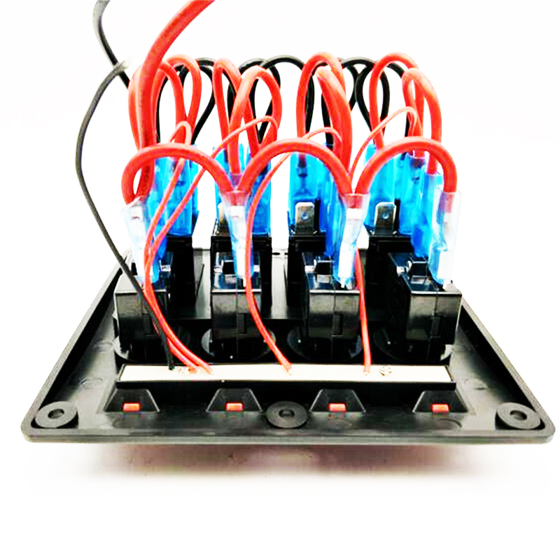 Impermeable 4 Gang RV coche barco marino disyuntor Panel de interruptor basculante LED