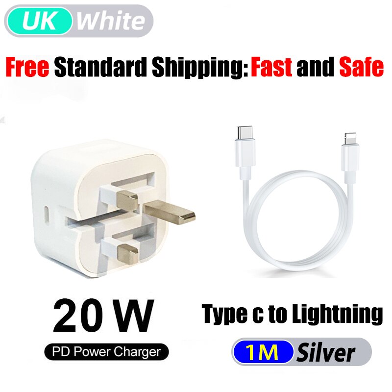 20w Pd Usb C ładowarka dla Iphone 12 Pro Max 11 Xs Xr 8 szybka ładowarka typu C Qc 3.0 dla Xiaomi Huawei Samsung telefon szybkie ładowanie: 20W UK Plug C2L
