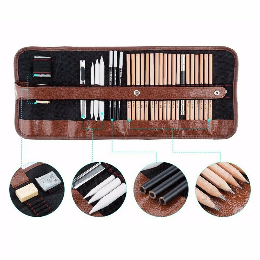 21/29Pcs Sketching Drawing Art Tool Set with Charcoal Pencils Sketch Tools JR Deals