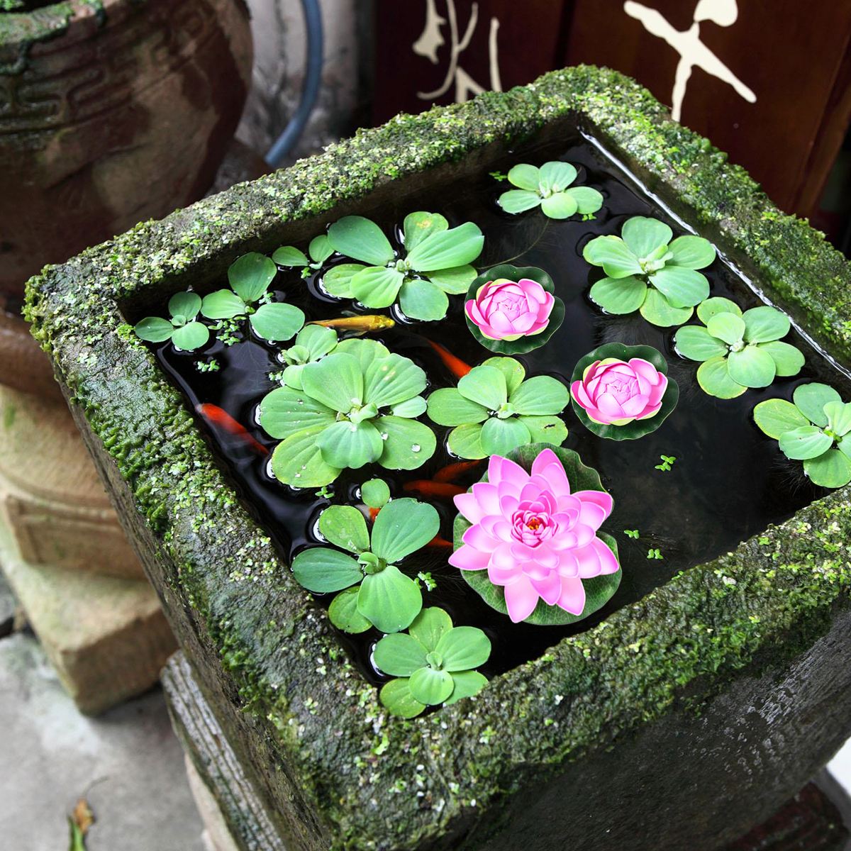 6PCS Simulation Lotus Lilies Artificial Plastic Pond Plants Home Decoration