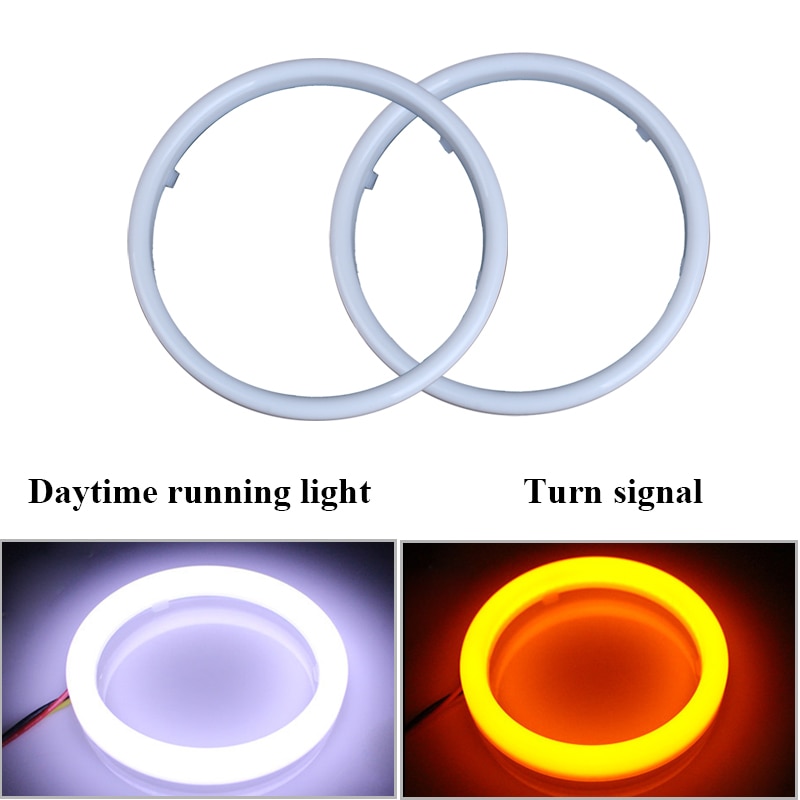 Halo Rings Auto Led Angel Eyes Katoen Wit En Geel 70 Mm 80 Mm 90 Mm 100 Mm 110 Mm 120 Mm Auto Drl Ogen Met Knipperlichten