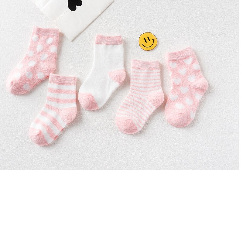5Pairs/Lot Spring Fall Winter Comfort Cotton Sample Color Solid Newborn Baby Girl Kids Breathable Socks