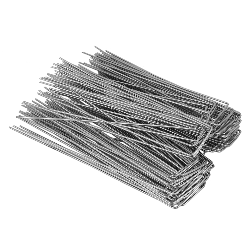 100Pcs Heavy Duty U Shape Gauge Galvanized Steel Garden Stakes Staple Securing Pegs for Securing Fabric Landscape Fabric Netting: Default Title
