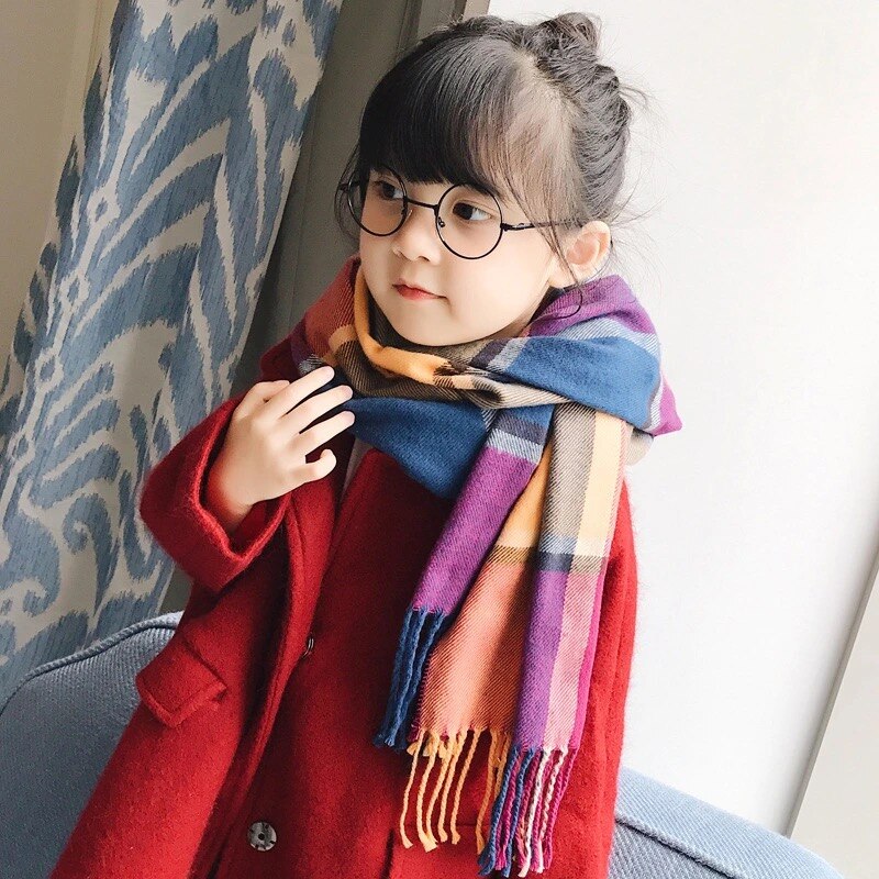 Écharpe pour enfants hiver garçons et filles style classique écharpe cachemire imitation tricot cou écharpe automne bébé mignon sca: wu cai
