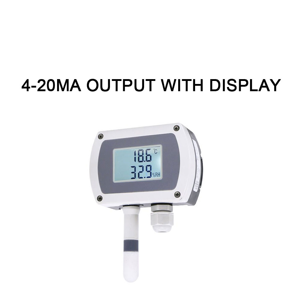 4-20mA RS485 Modbus wall-mounted temperature and humidity transmitter Sensor with display track installation: Blue